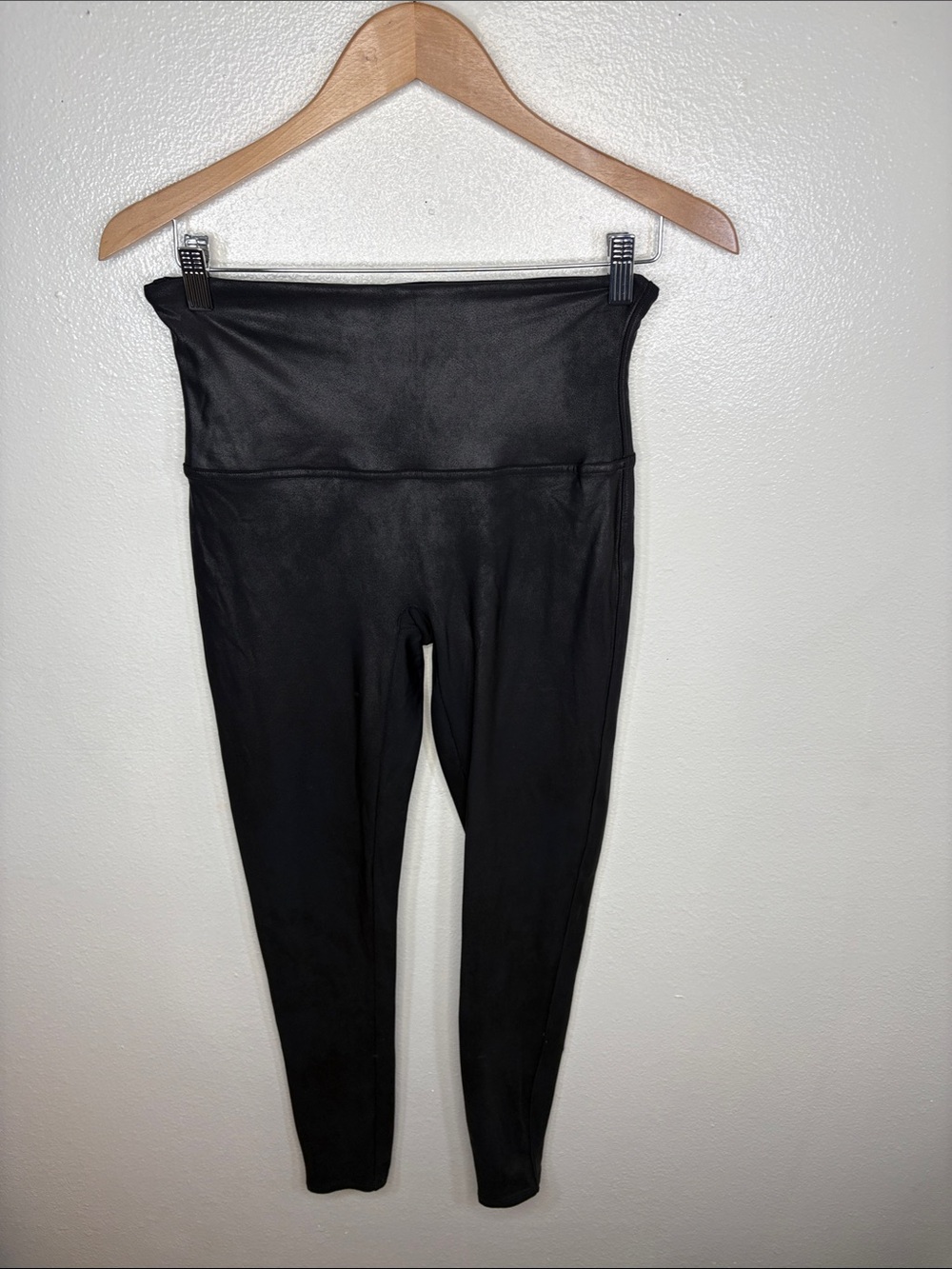 Spanx Shiny Black High Waisted Leggings Women Size X-Large